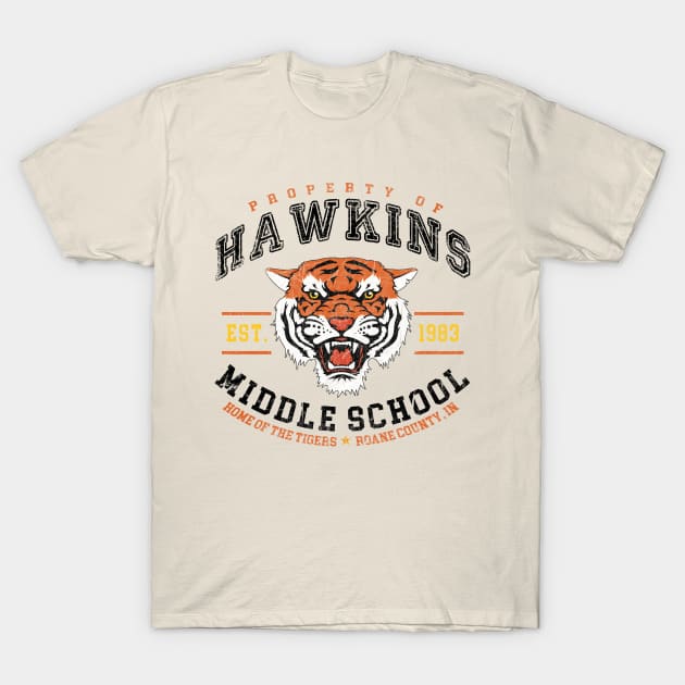 Hawkins Middle School 1983 Color Lts T-Shirt by Alema Art